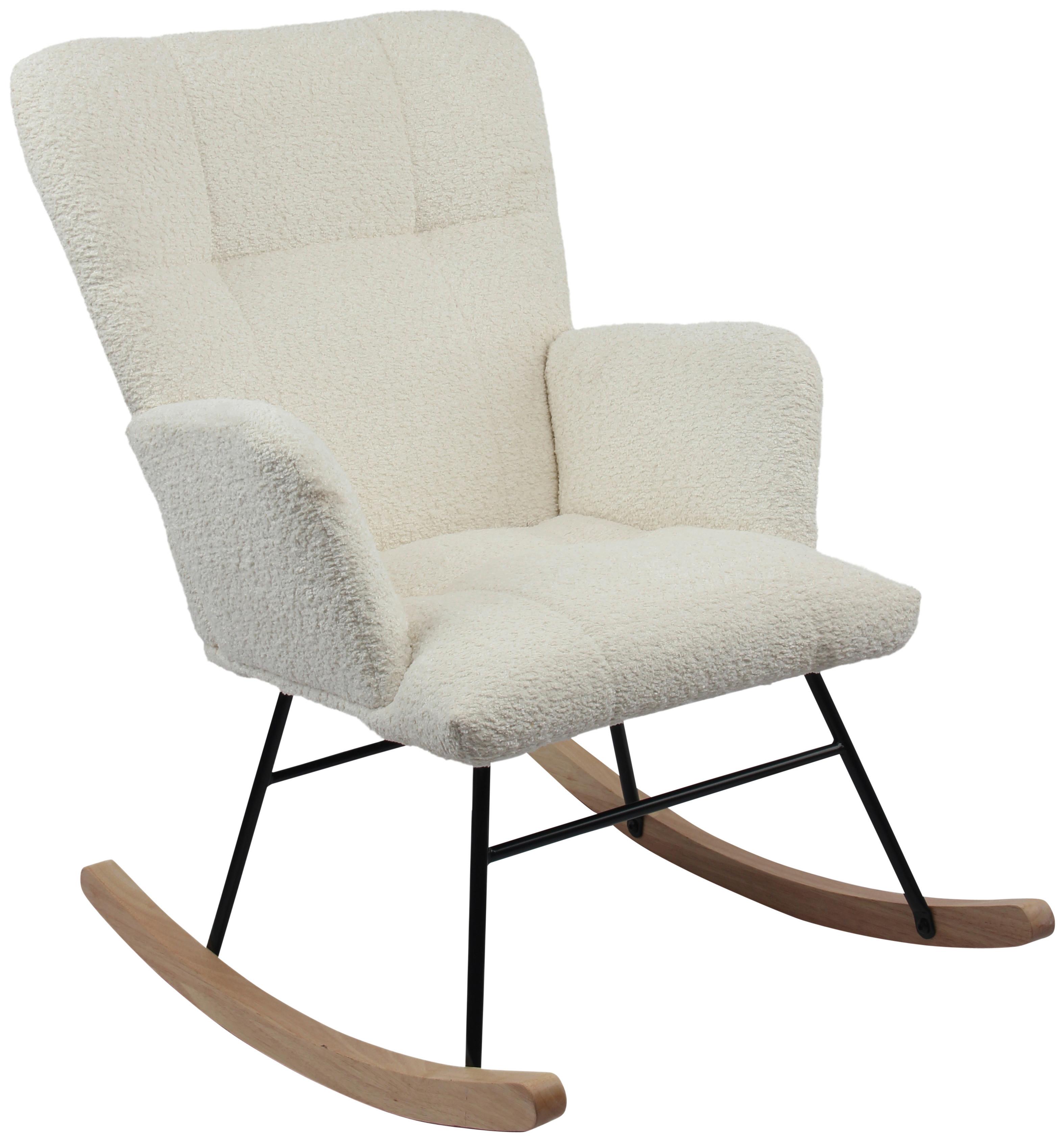 Schaukelstuhl Viktor Weiß B: 62 Cm - Naturfarben/Weiß, Basics, Holz/Textil (62/90/52cm) - P & B