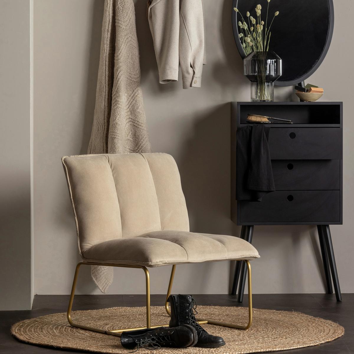 Sessel Fie Sandfarben B: 64cm - Sandfarben/Goldfarben, Design, Textil (64/77/71cm) - Livetastic