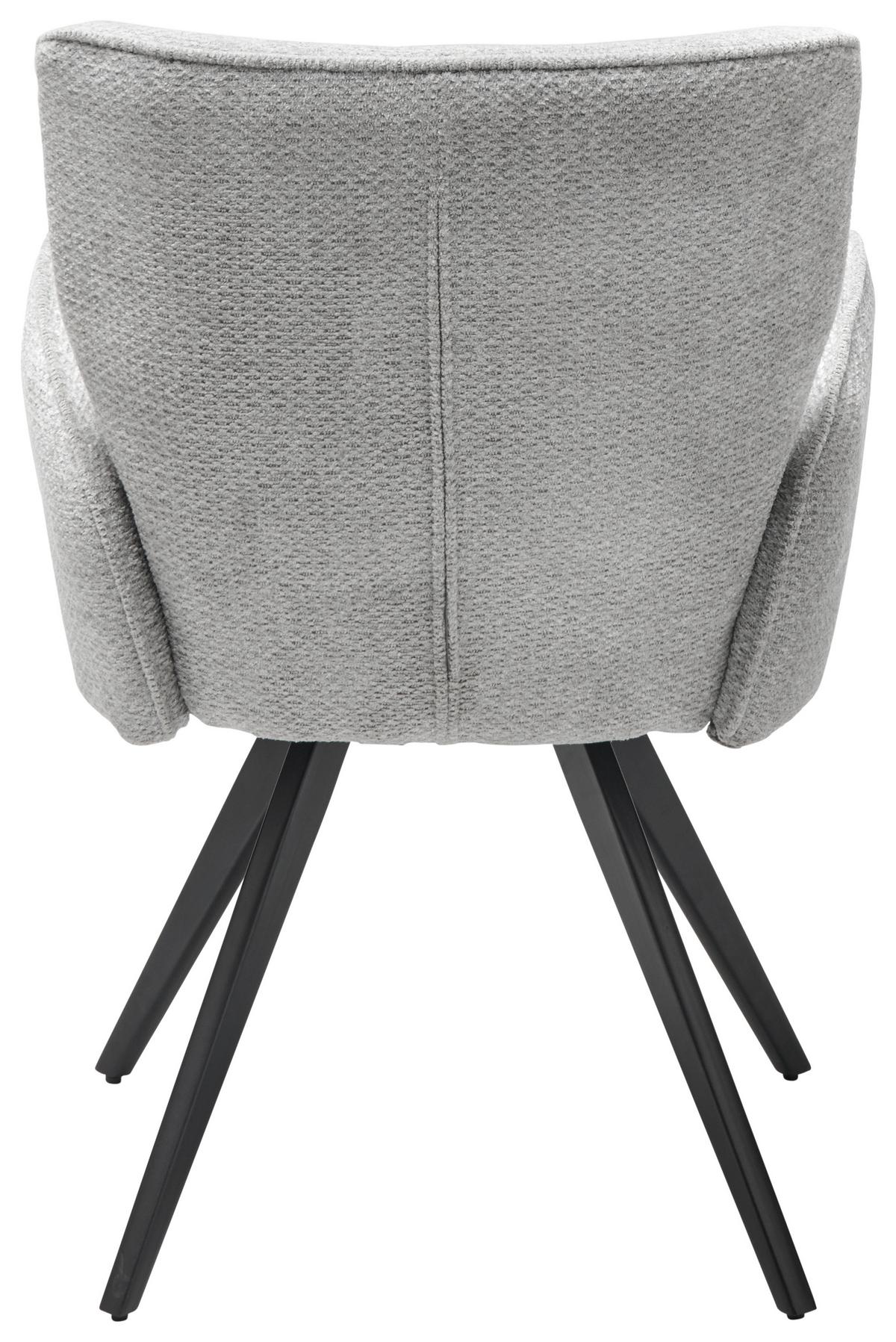 Armlehnstuhl Kim Grau/schwarz Gepolstert - Schwarz/Grau, LIFESTYLE, Textil/Metall (60/85/61cm) - MID.YOU