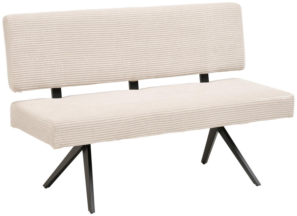 Sitzbank Chios Mit Lehne Cord Beige, B: 140 Cm - Beige/Schwarz, KONVENTIONELL, Textil/Metall (140/90/62cm) - MID.YOU