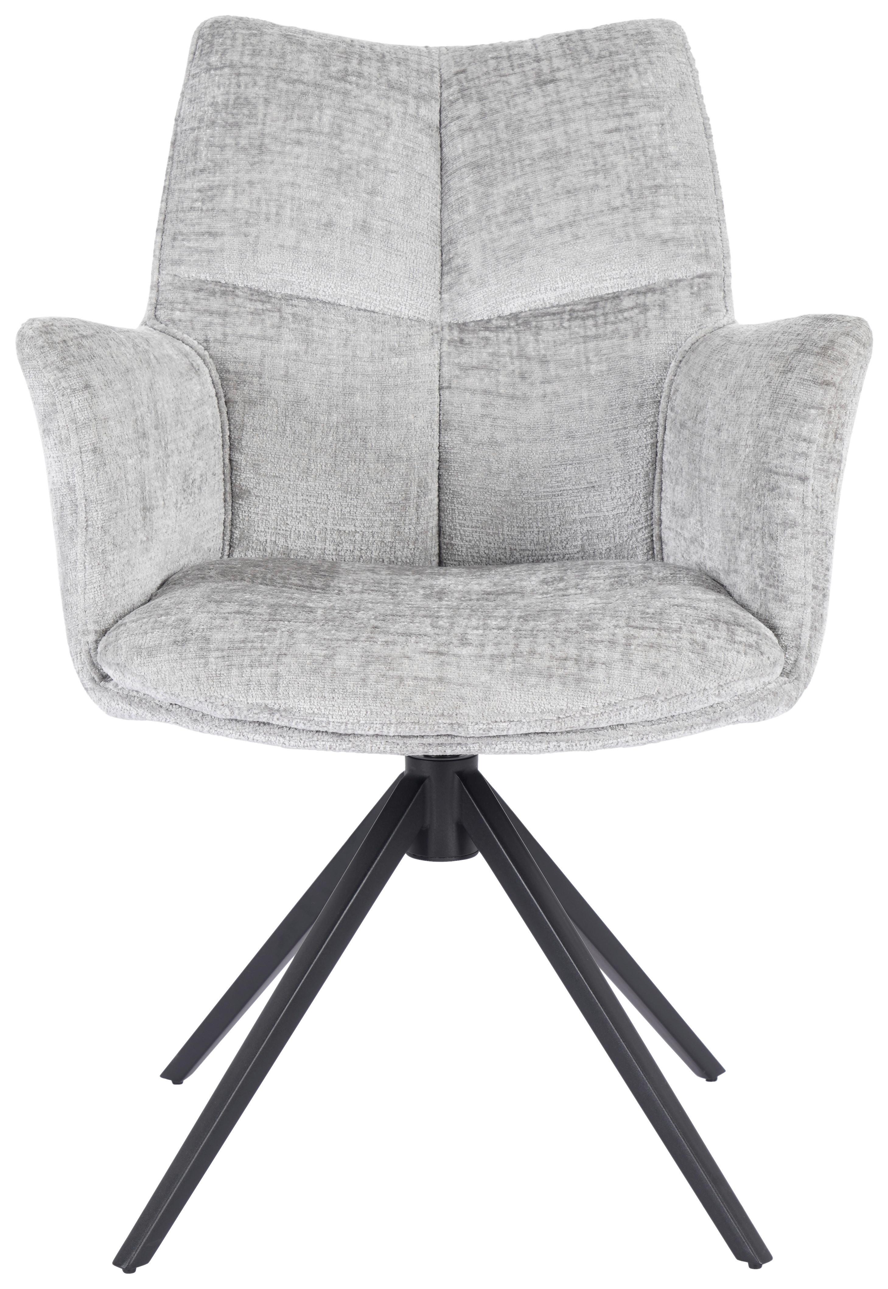 Stolička s podrúčkami LUCIA, sivá - čierna/sivá, Lifestyle, kov/textil (62/90/64cm) - Premium Living
