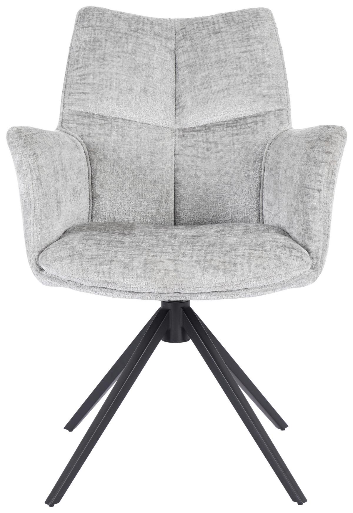 Stolička s podrúčkami LUCIA, sivá - čierna/sivá, Lifestyle, kov/textil (62/90/64cm) - Premium Living