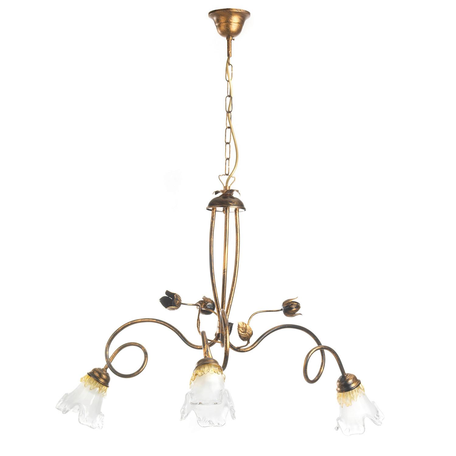 Kronleuchter 4984/3 - Bronzefarben, KONVENTIONELL, Glas/Metall (73/88cm)