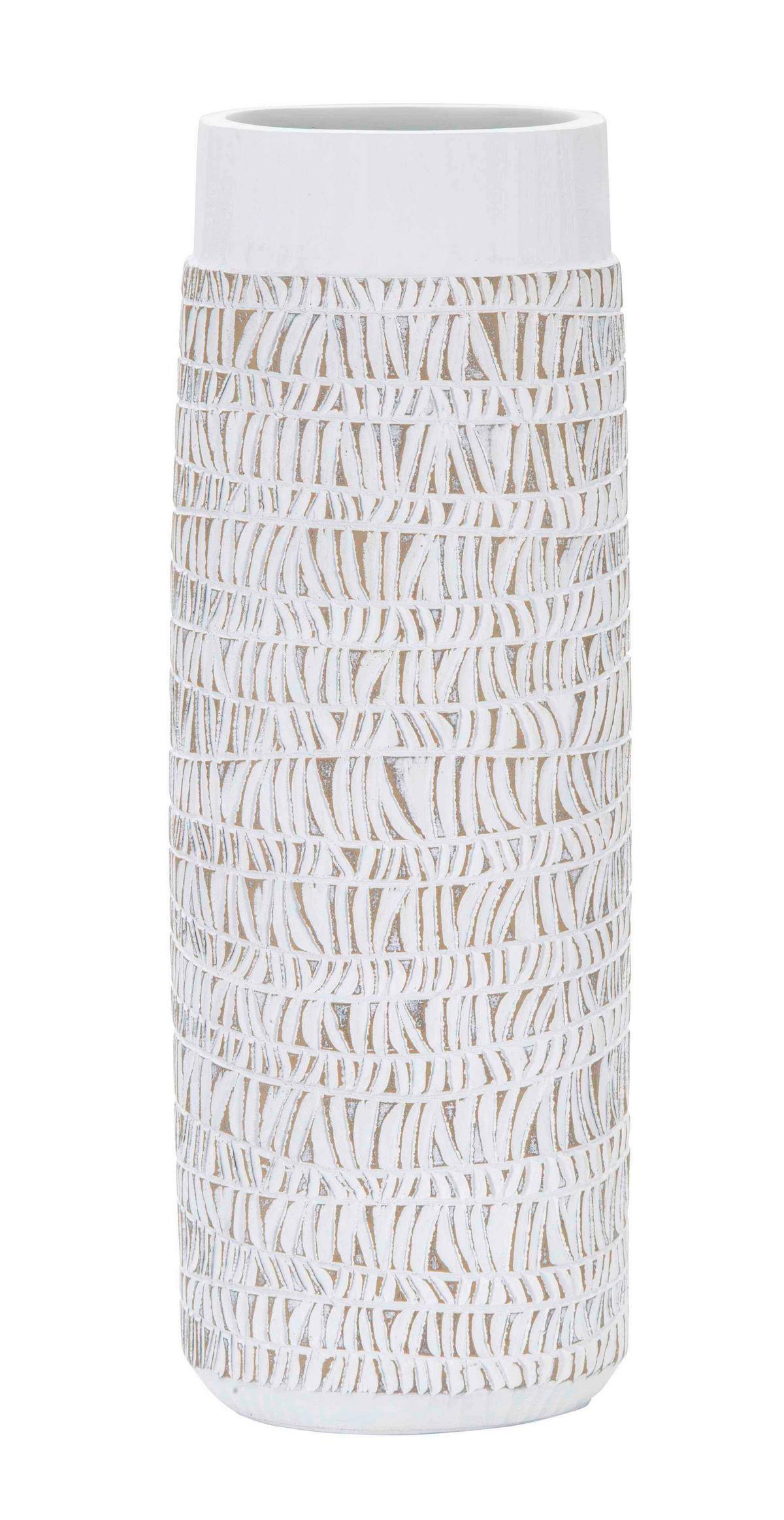 Vase Polyresin Nairobi Oval Weiß B: 19 Cm - Weiß, Basics, Kunststoff (19/50/12cm)