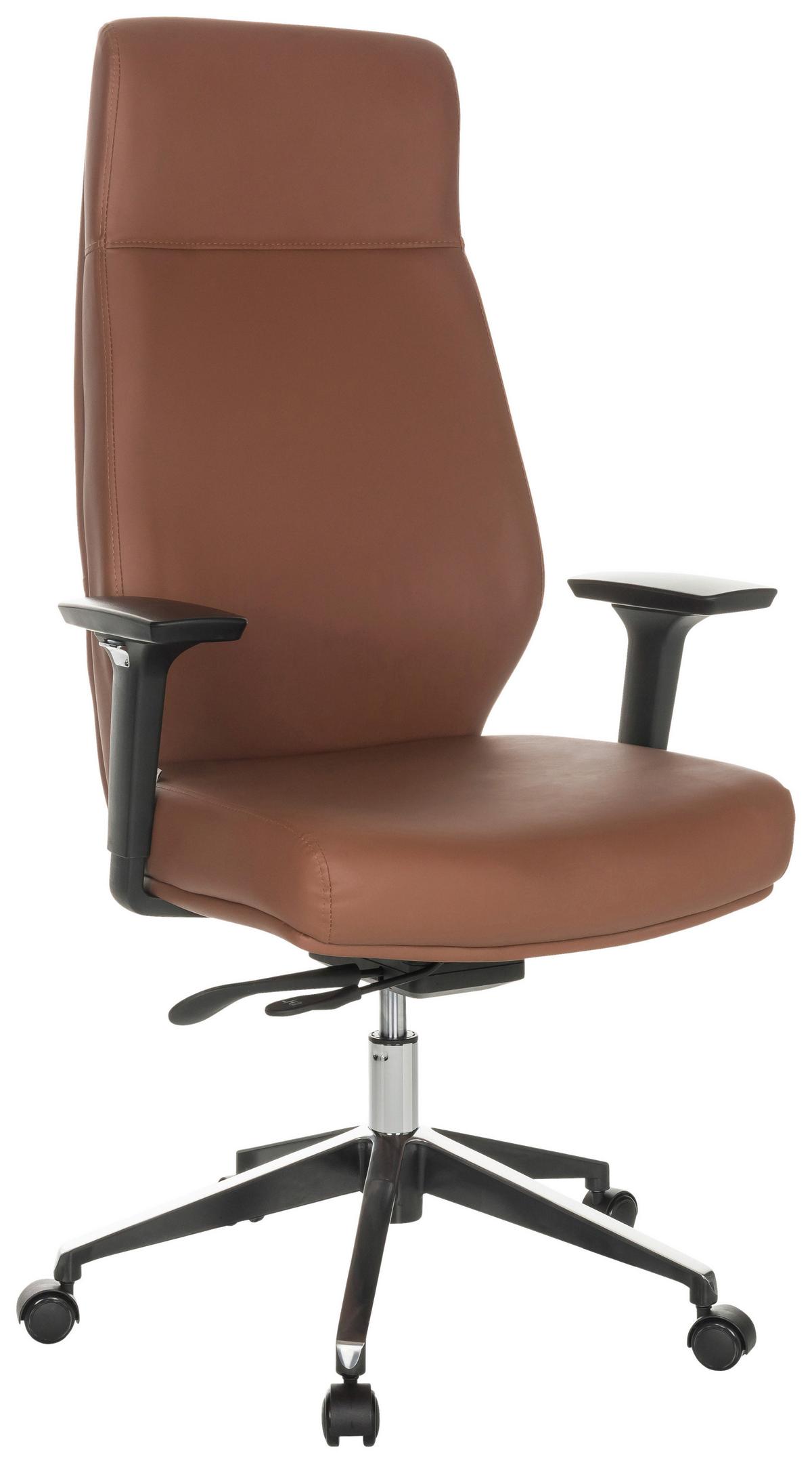 Drehstuhl Vitoro Eco - Schwarz/Braun, Basics, Leder/Kunststoff (68/123-130/68cm) - MID.YOU