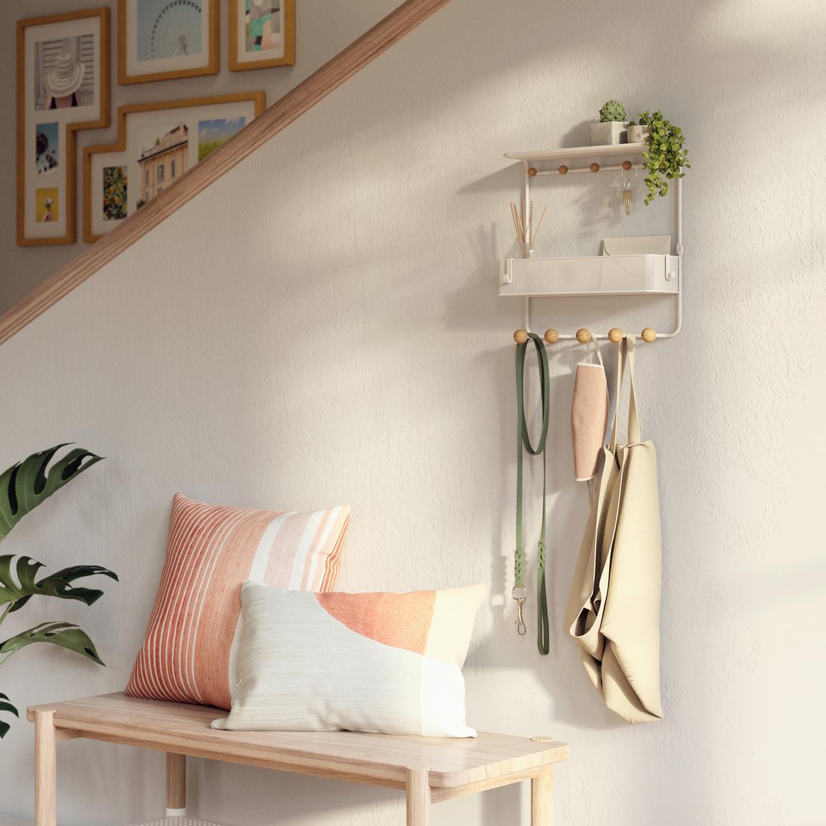 NÁSTENNÝ VEŠIAK HANGSY - biela, Basics, kov (31/32/10cm) - Umbra