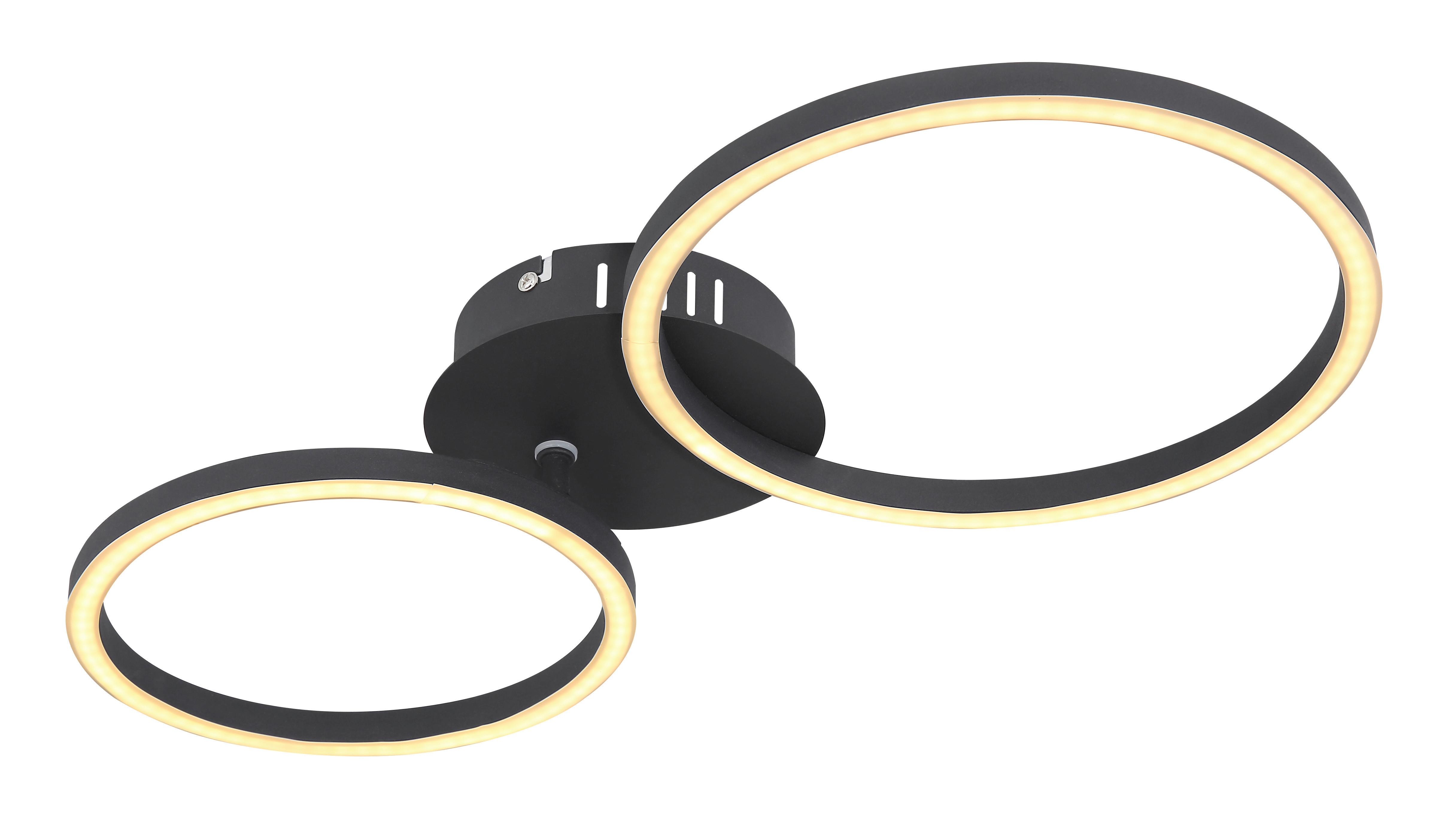 LED-Deckenleuchte Kendy L: 49 cm - Opal/Schwarz, Basics, Kunststoff/Metall (49/25/7,2cm) - Globo