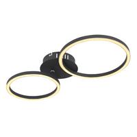 Led-deckenleuchte Kendy L: 49 Cm - Opal/Schwarz, Basics, Kunststoff/Metall (49/25/7,2cm) - Globo