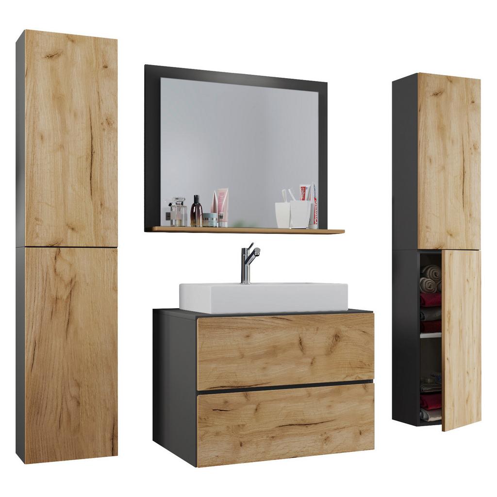 Badmöbel-Set 5-tlg. Lendas B:147cm Anthrazit /Eiche Dekor