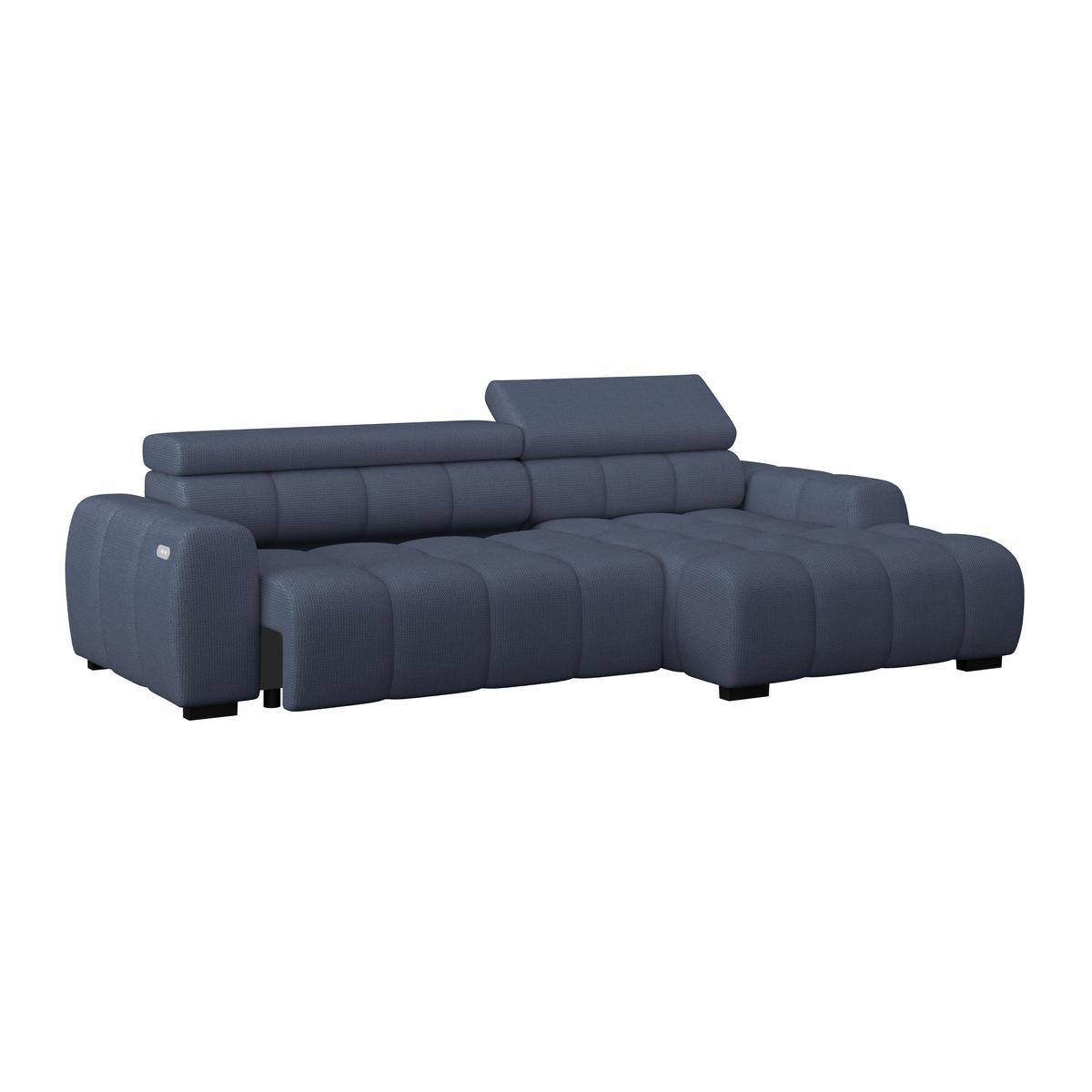 Ecksofa Fargo S Blau, B: 285 Cm - Blau/Schwarz, Trend, Textil (285/168cm)
