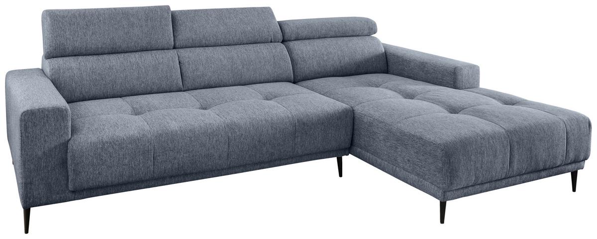 Ecksofa Intera, Hellblau S: 276x188 Cm - Schwarz/Hellblau, KONVENTIONELL, Textil (276/188cm) - Livetastic