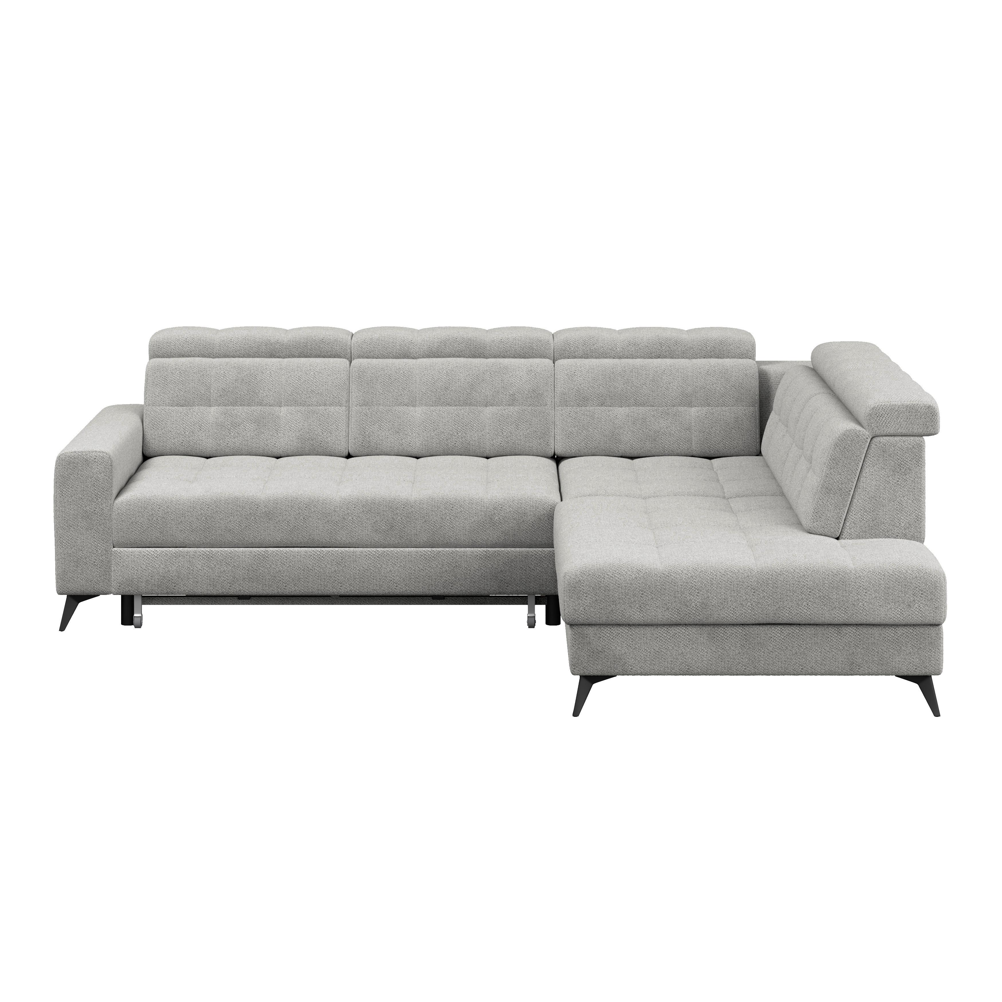 Ecksofa Barletta new Velours hellgrau, 289x228cm - Hellgrau/Schwarz, ROMANTIK / LANDHAUS, Textil (289/228cm) - Luca Bessoni