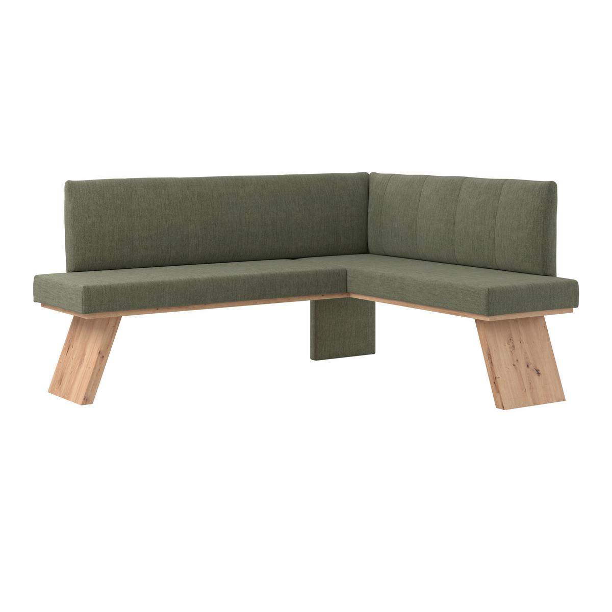 Eckbank Emma Ii Webstoff Grün, B: 160 Cm - Eichefarben/Grün, KONVENTIONELL, Holzwerkstoff/Textil (160/140cm)