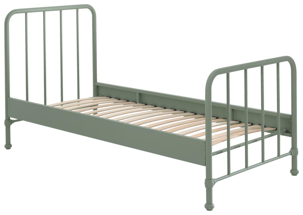 Postel pro děti a mládež BRONXX zelená matní - zelená, Moderní, kov/dřevo (90/200cm) - MID.YOU