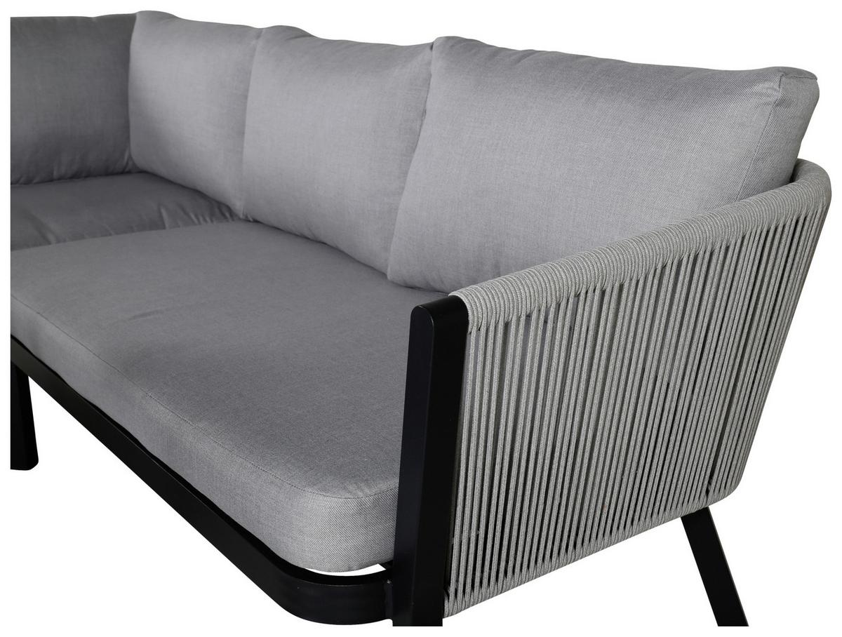 Loungegarnitur Virya - Schwarz/Grau, KONVENTIONELL, Textil/Metall - Gardenson