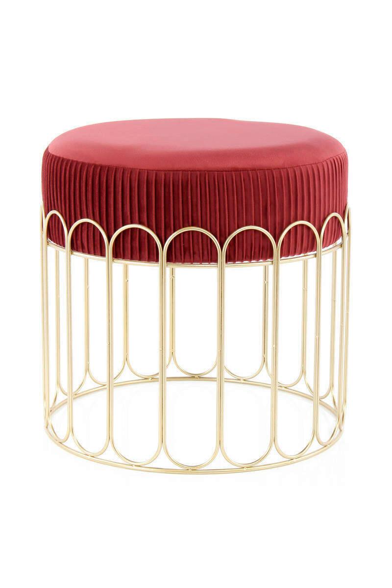 Hocker Cleopatra Bordeaux/gold Sitz Gepolstert H: 39 Cm