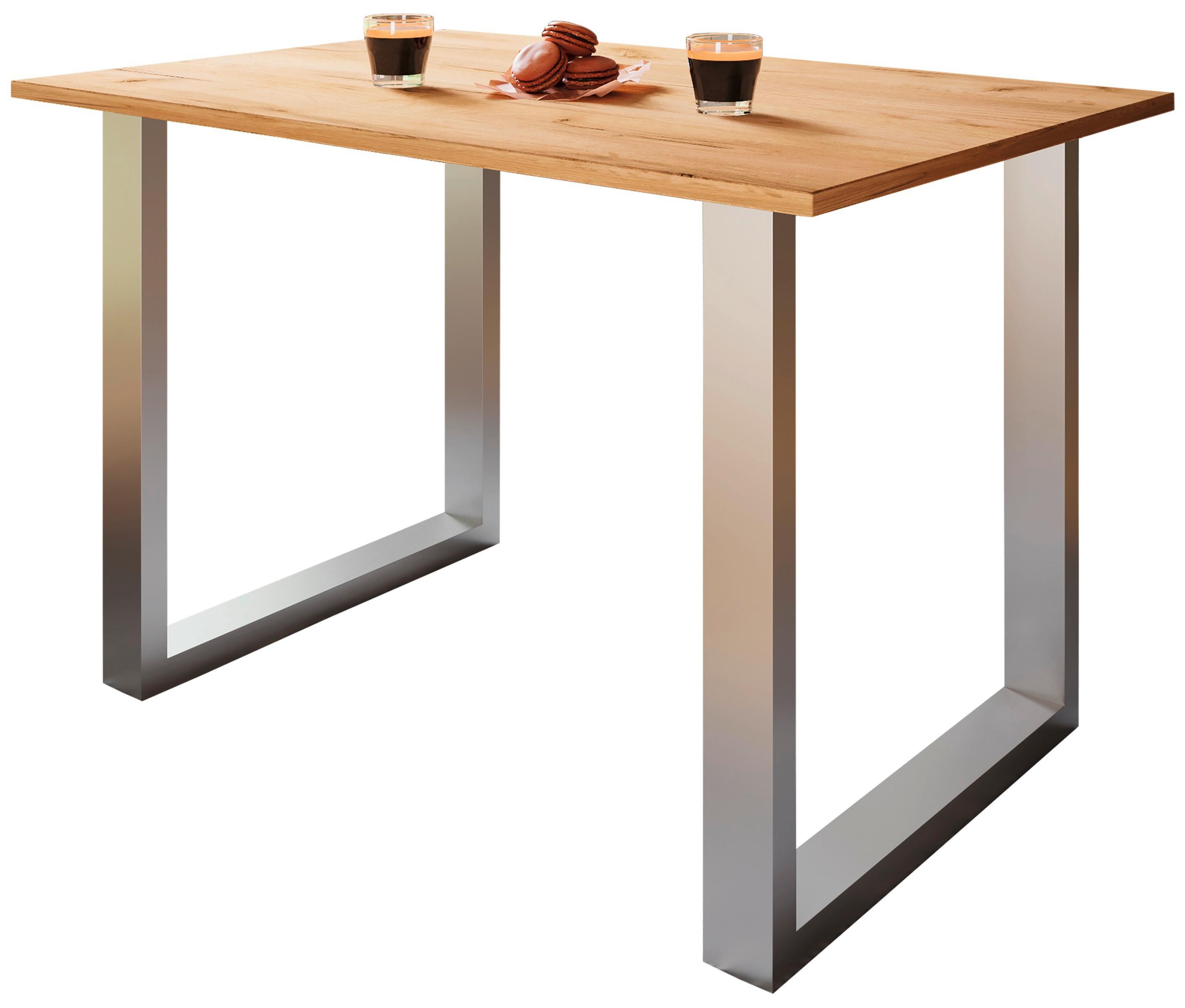 Schreibtisch Lona Eiche Dekor B: 80 cm - Honigeiche/Silberfarben, Design, Holzwerkstoff/Metall (80/76/50cm) - MID.YOU