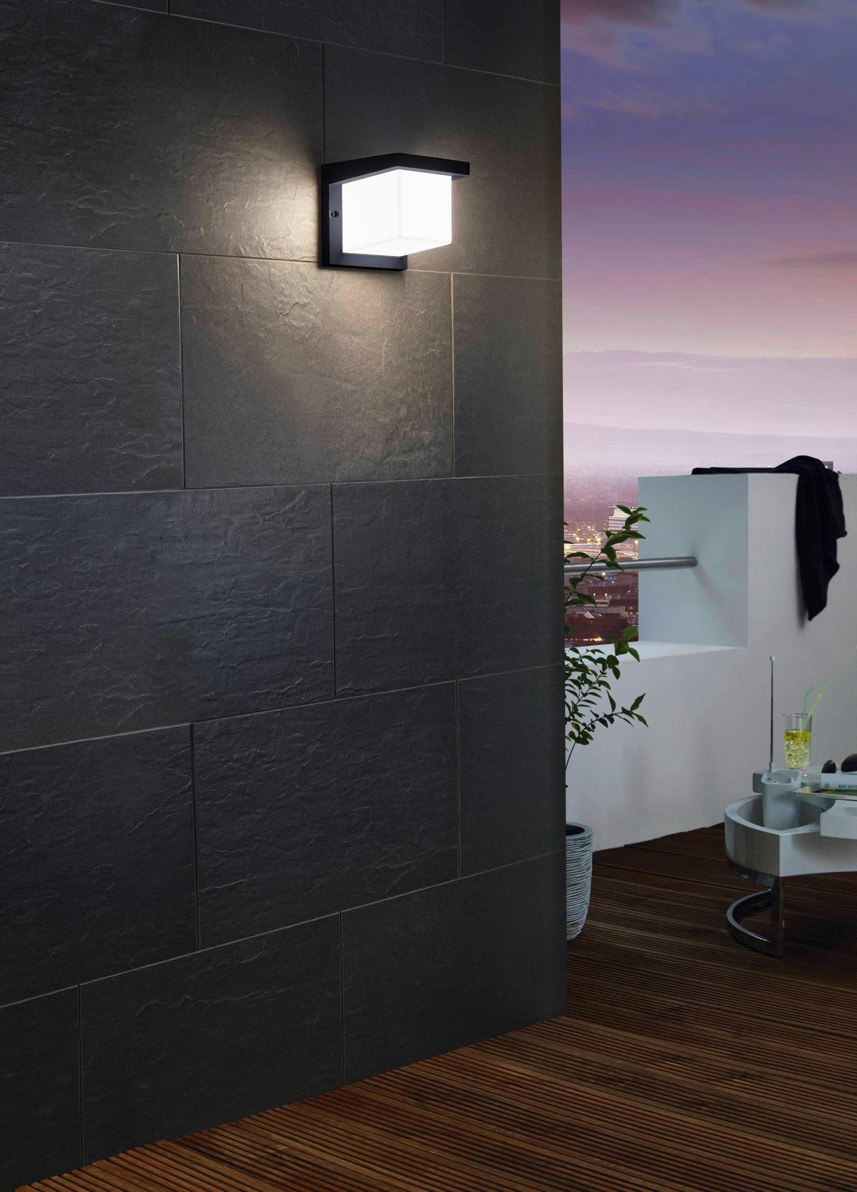 Außenwandleuchte Desella 10w Metall Kunststoff, Wandmontage - Anthrazit/Weiß, Design, Kunststoff/Metall (16/16/19cm) - Eglo