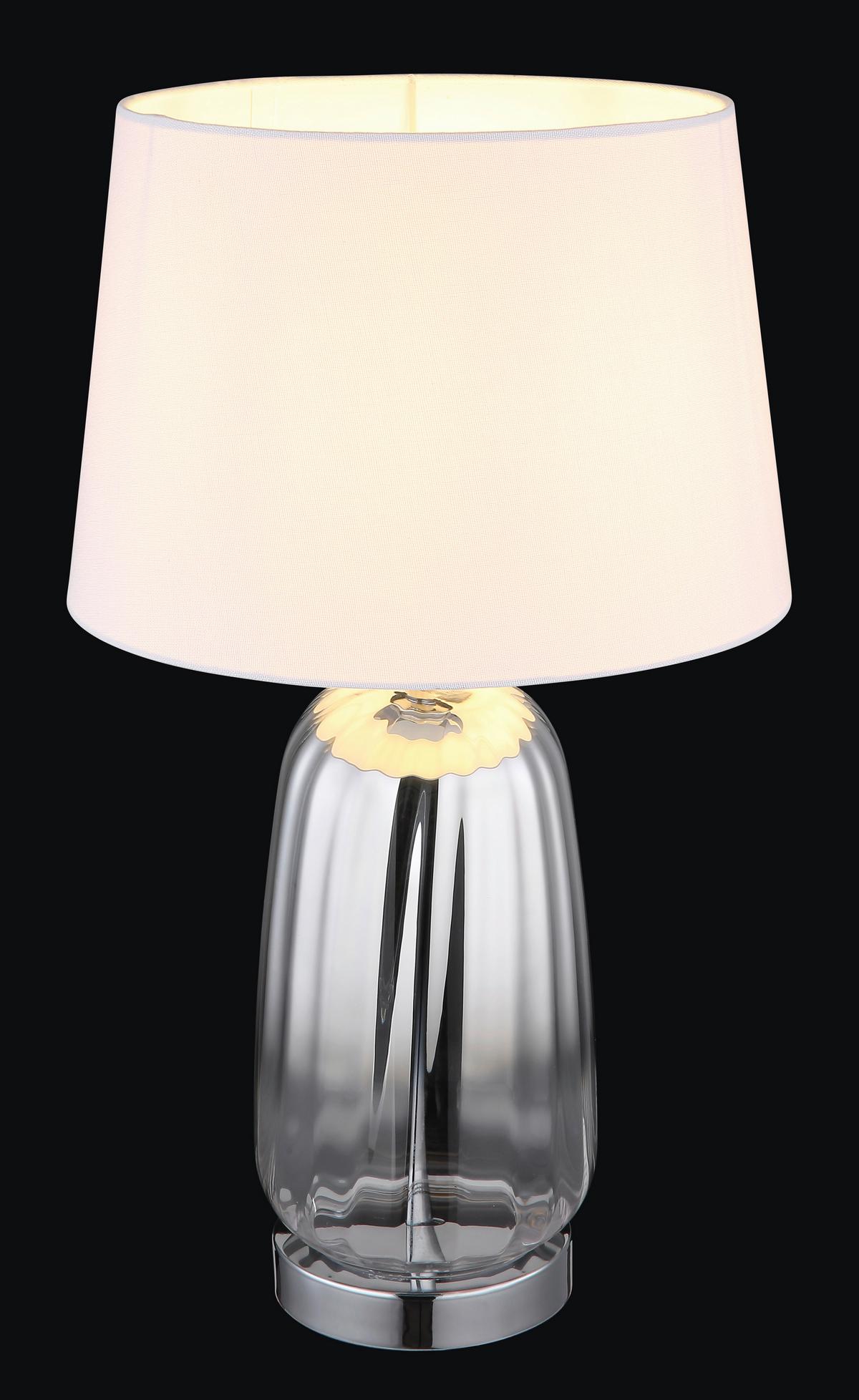 Tischleuchte 24142w - Klar/Chromfarben, Design, Glas/Textil (30/52cm) - Globo