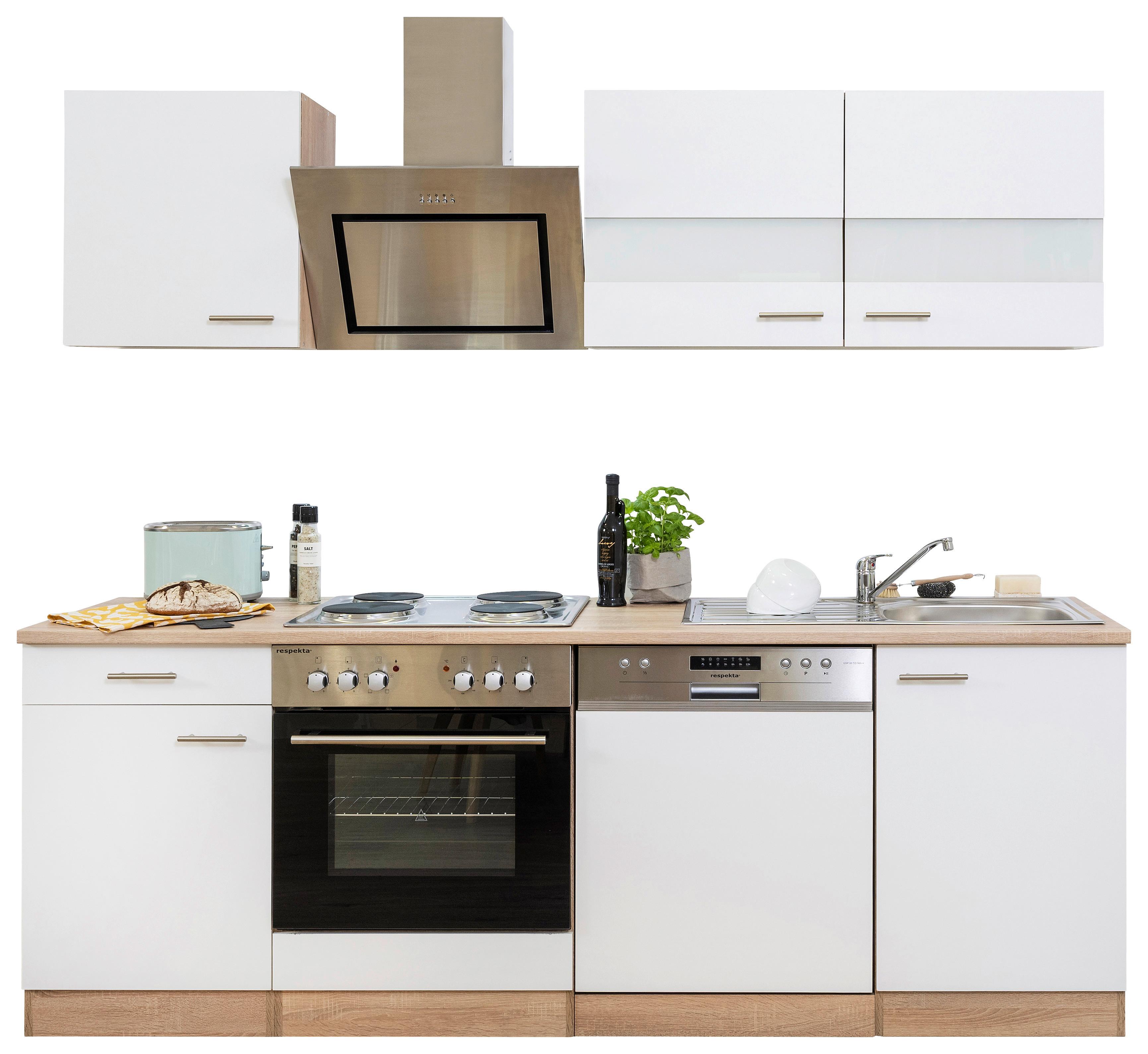 Küchenblock Merle Küchenblock 220 cm - Eichefarben/Weiß, Basics, Holzwerkstoff (220cm) - Respekta