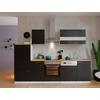 Küchenzeile Economy m. Geräten 280 cm Schwarz/Nussbaum Dekor - Nussbaumfarben/Schwarz, Basics, Holzwerkstoff (280cm) - Respekta