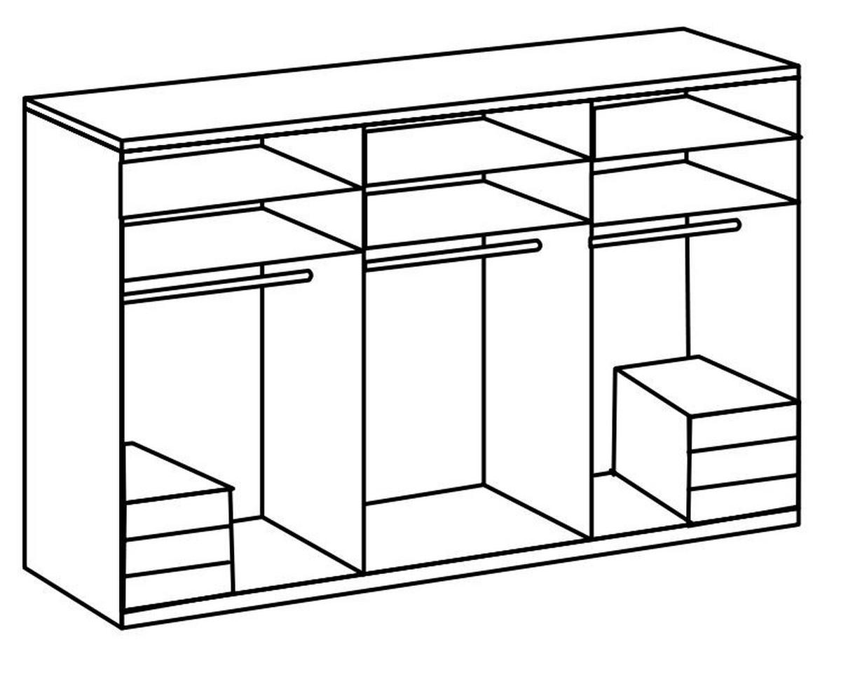 Drehtürenschrank 300cm Level, Grau/eiche Dekor - Eichefarben/Grau, MODERN, Glas/Holzwerkstoff (300/236/58cm) - MID.YOU