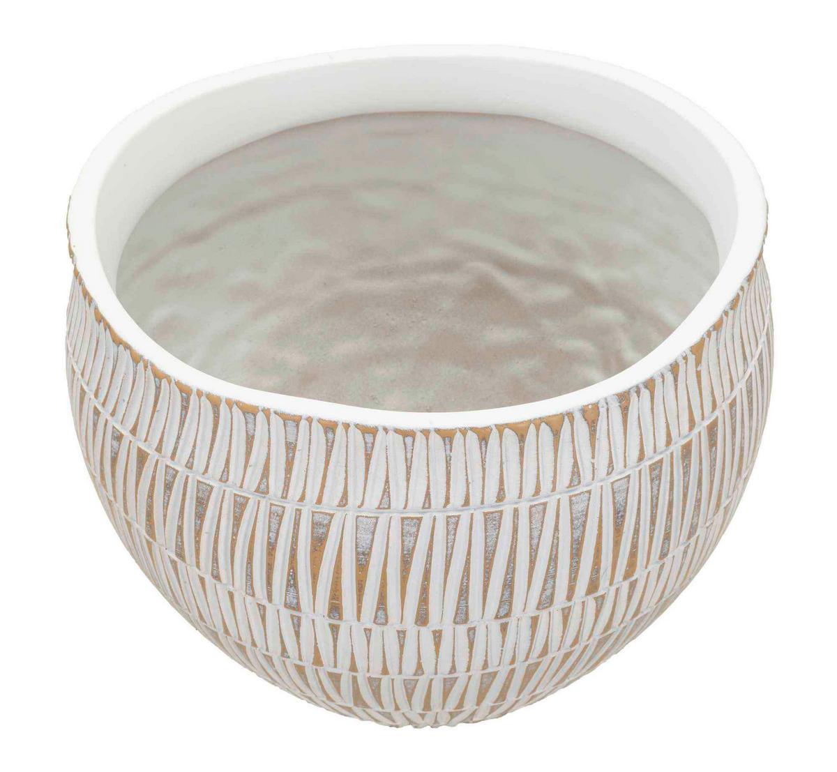 Vase Cachepot Stiky Weiß, Goldfarben B: 26 cm - Goldfarben/Weiß, Basics, Kunststoff (26/20.5/26cm)