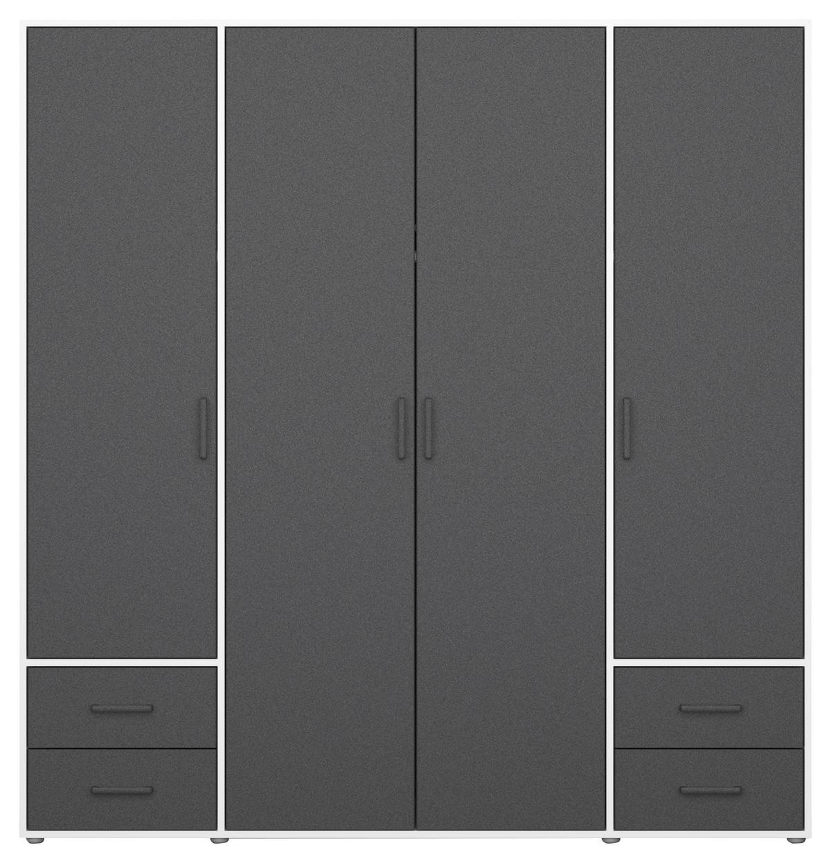 Drehtürenschrank Voyager Weiß,grau B: 187 Cm - Weiß/Grau, MODERN, Holzwerkstoff (187/194/53cm) - Rauch Möbel