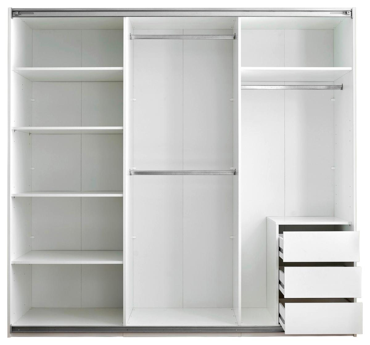 Schwebetürenschrank mit Spiegel 215cm Carano Weiß - Weiß, KONVENTIONELL, Glas/Holzwerkstoff (215/204/63cm)