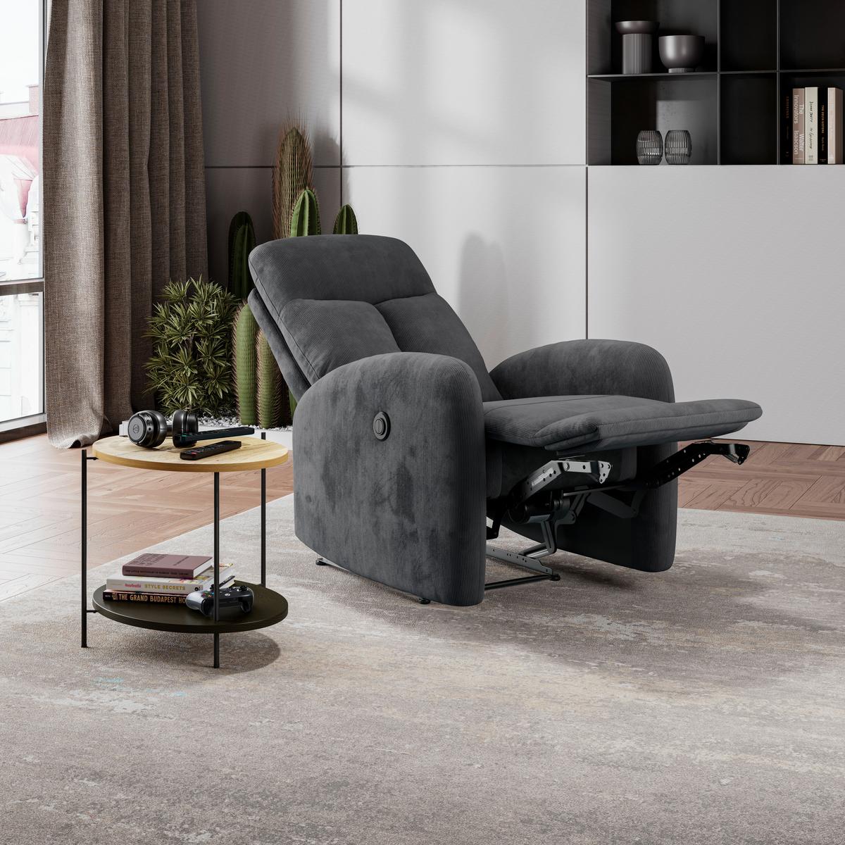 Fernsehsessel Helsinki dunkelgrau, B: 69 cm - Dunkelgrau, MODERN, Holz/Textil (69/101/88cm)