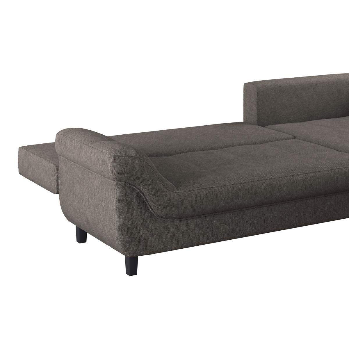 Ecksofa Mendoza - Graubraun/Schwarz, Design, Textil (309/197cm) - Ondega