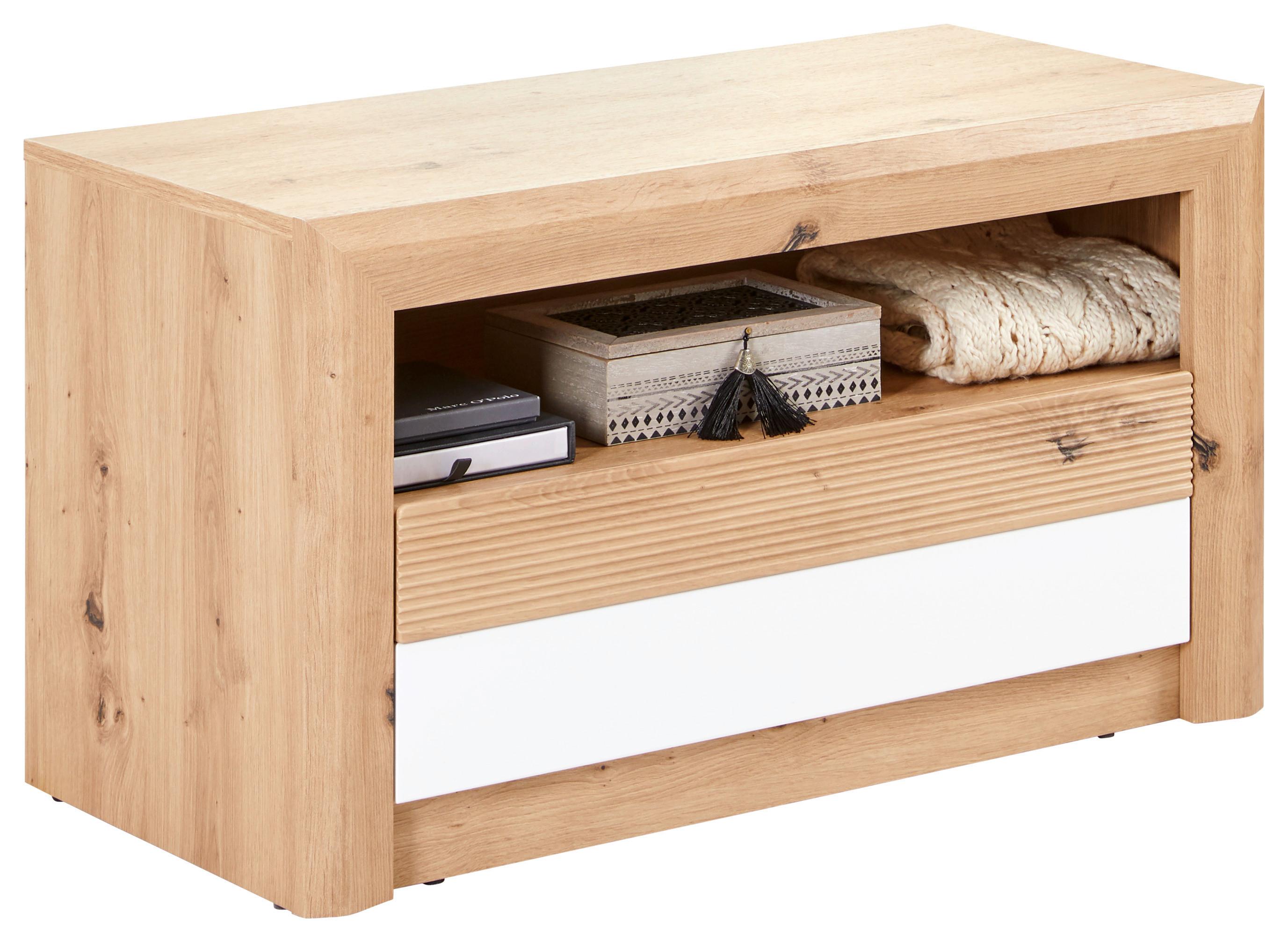 Garderobenbank Kashmir New B: 84 Cm Lade + Fach, Eiche Dekor - Eichefarben/Weiß, MODERN (84/47/41cm) - James Wood