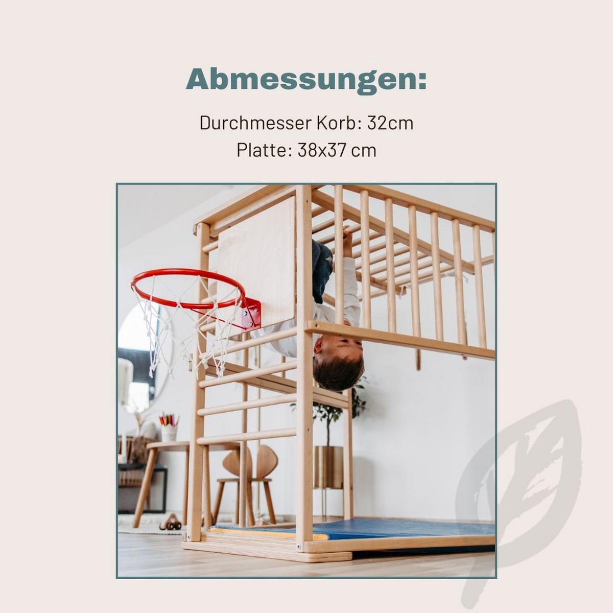 Basektballkorb mit Netz und Platte - Birkefarben, Basics, Holz (38/38cm) - CLIFF