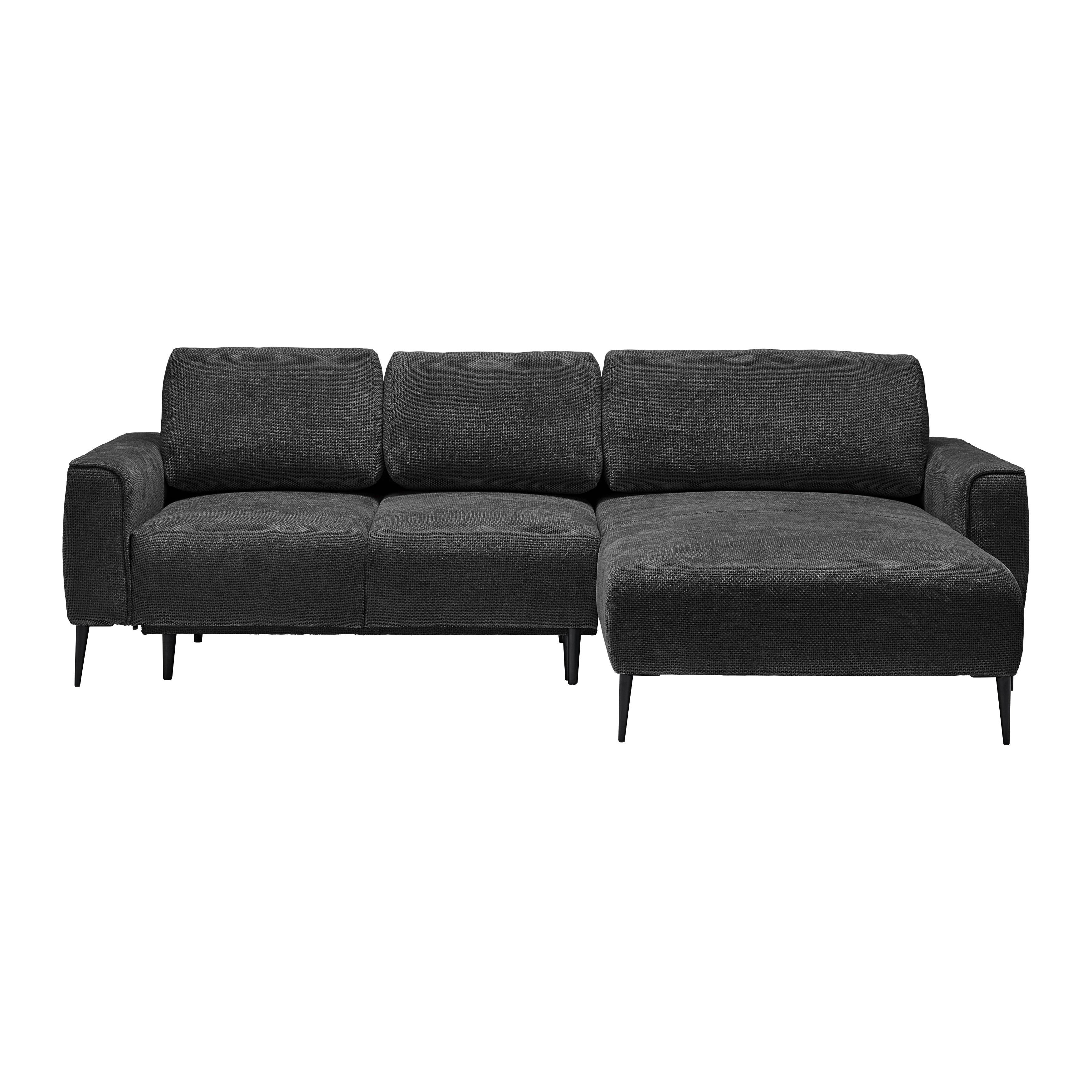 Rohová sedačka CUSTOM, pravá, černá žinylka - černá, Moderní, kov/textil (255/164cm) - Mömax
