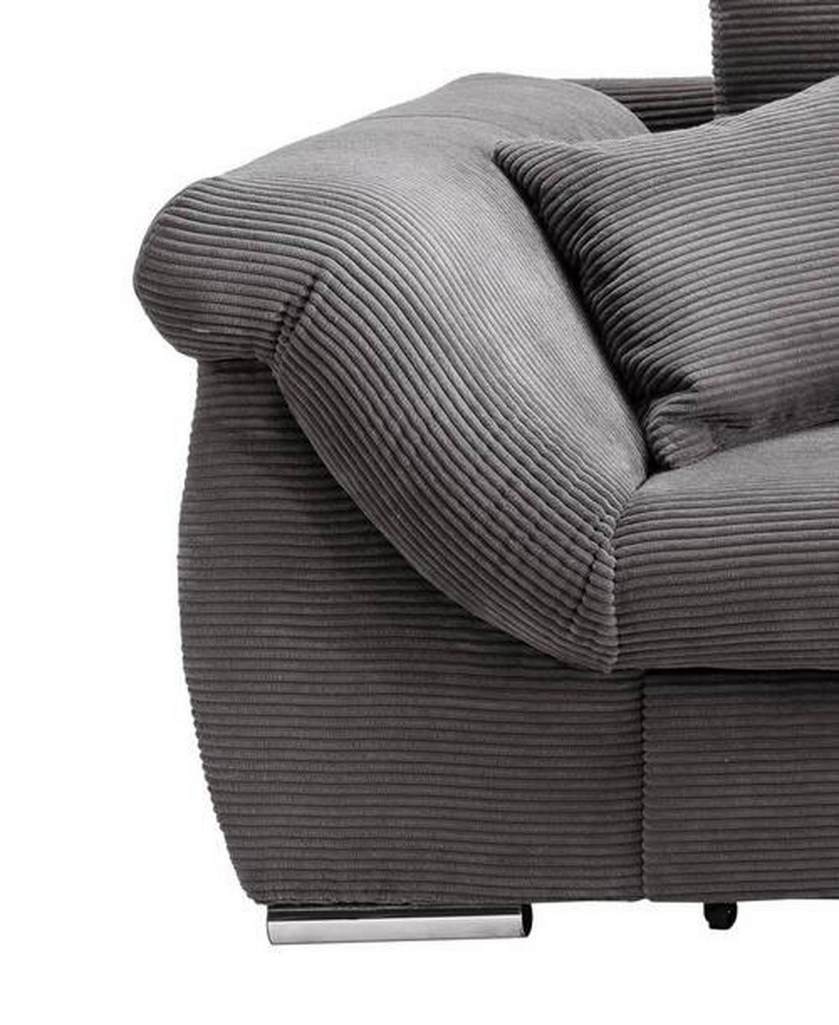 Ecksofa Federico Grau S: 302/188 cm - Chromfarben/Grau, MODERN, Holz/Textil (302/188cm) - MID.YOU