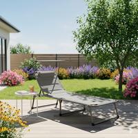 Sonnenliege Aluminium Grau LxBxH: 193x67x32 cm - Hellgrau, Basics, Kunststoff/Textil (193/67/32cm)