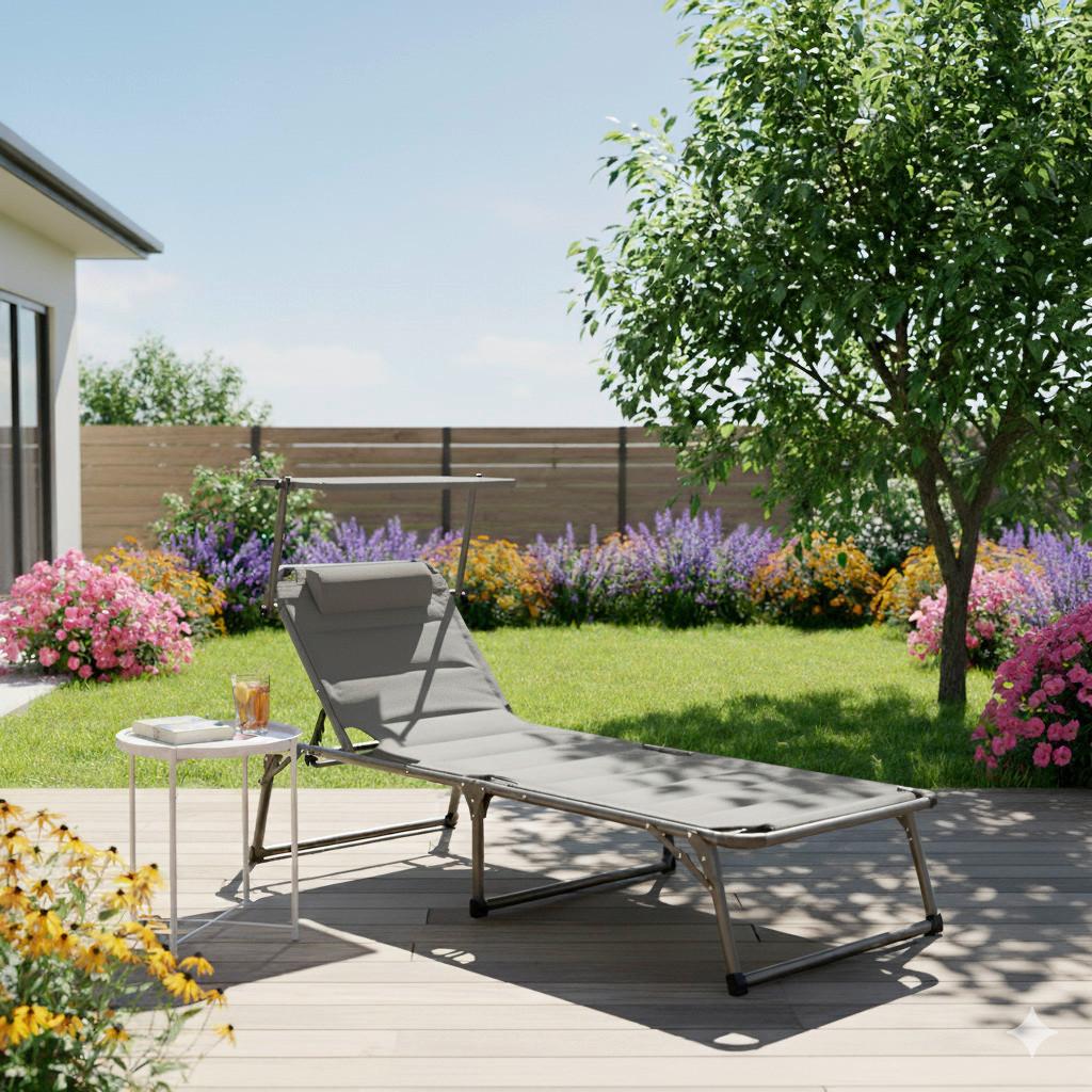 Sonnenliege Aluminium Grau LxBxH: 193x67x32 cm