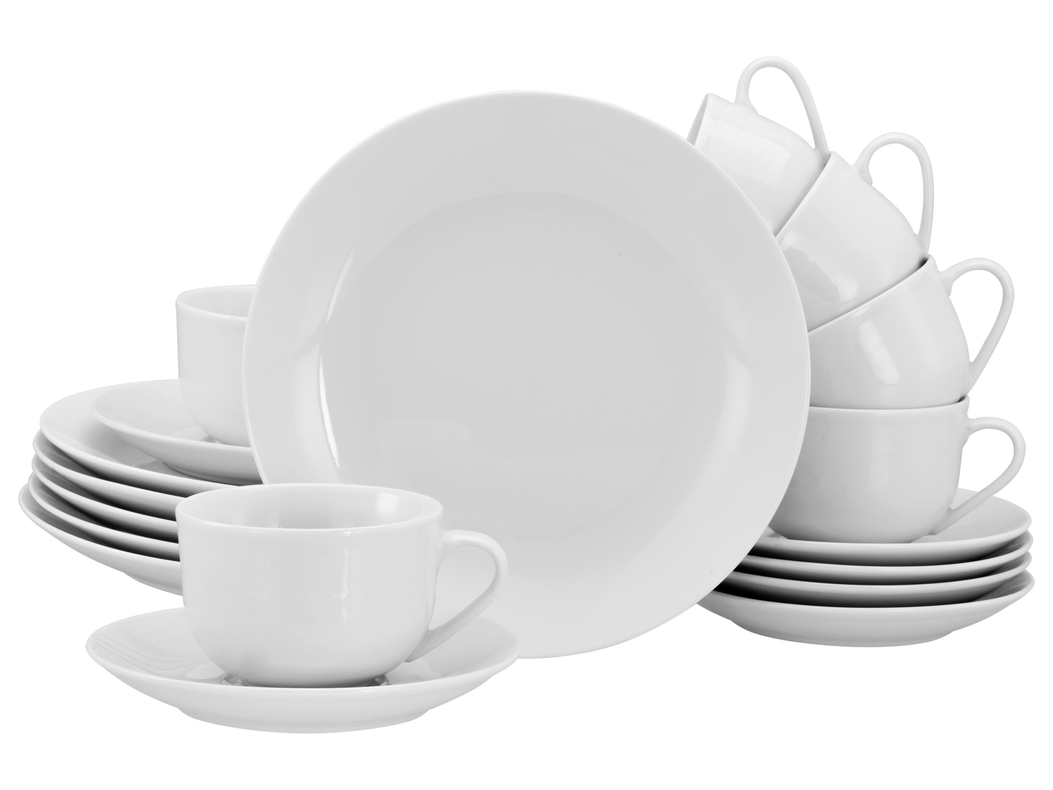 Kaffeeservice Luna 18--Teilig., Weiß - Weiß, Basics, Keramik - Creatable