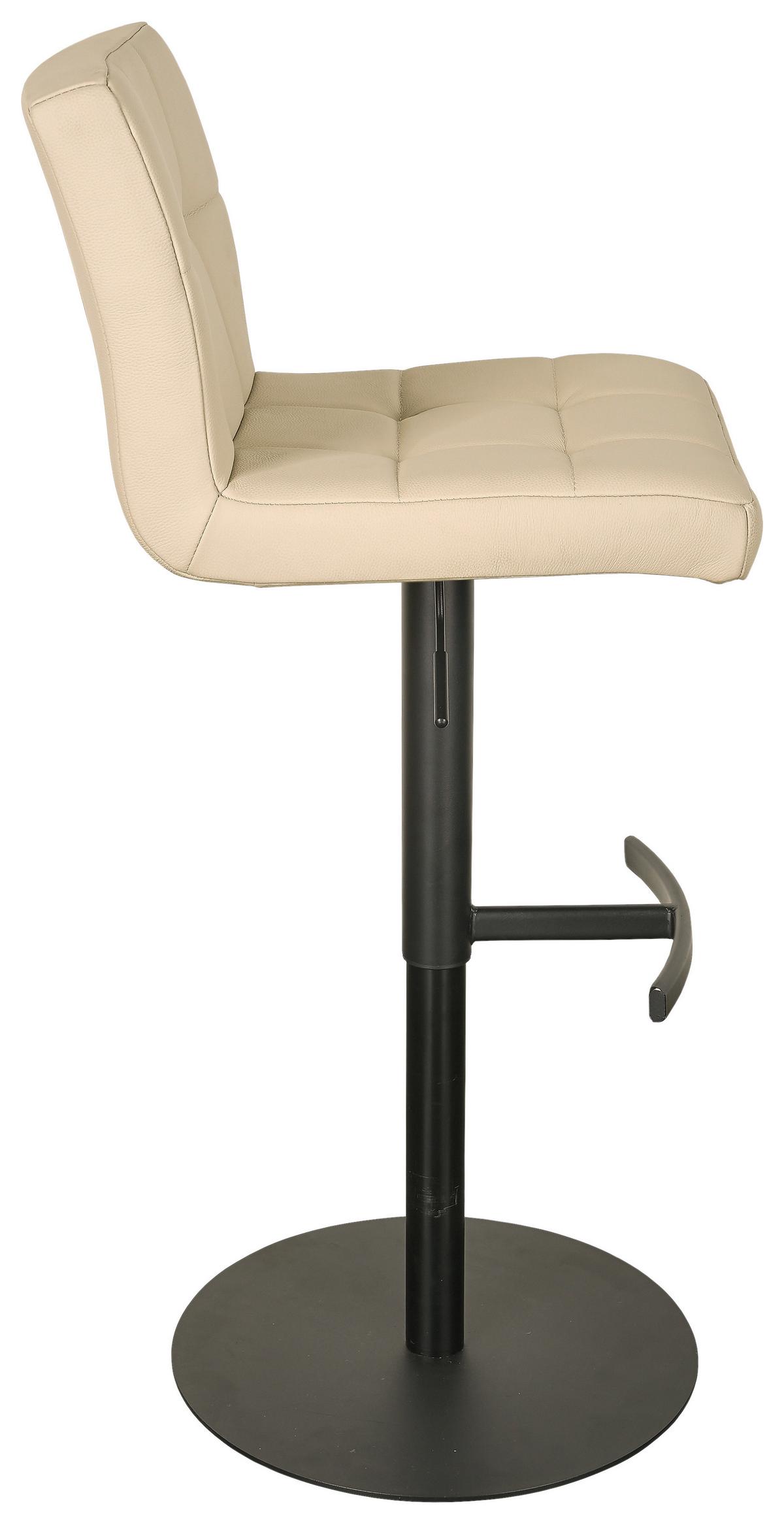 Barhocker Triest Beige B: 43 cm - Beige/Schwarz, MODERN, Leder/Metall (43/92/113/51,5cm) - Livetastic