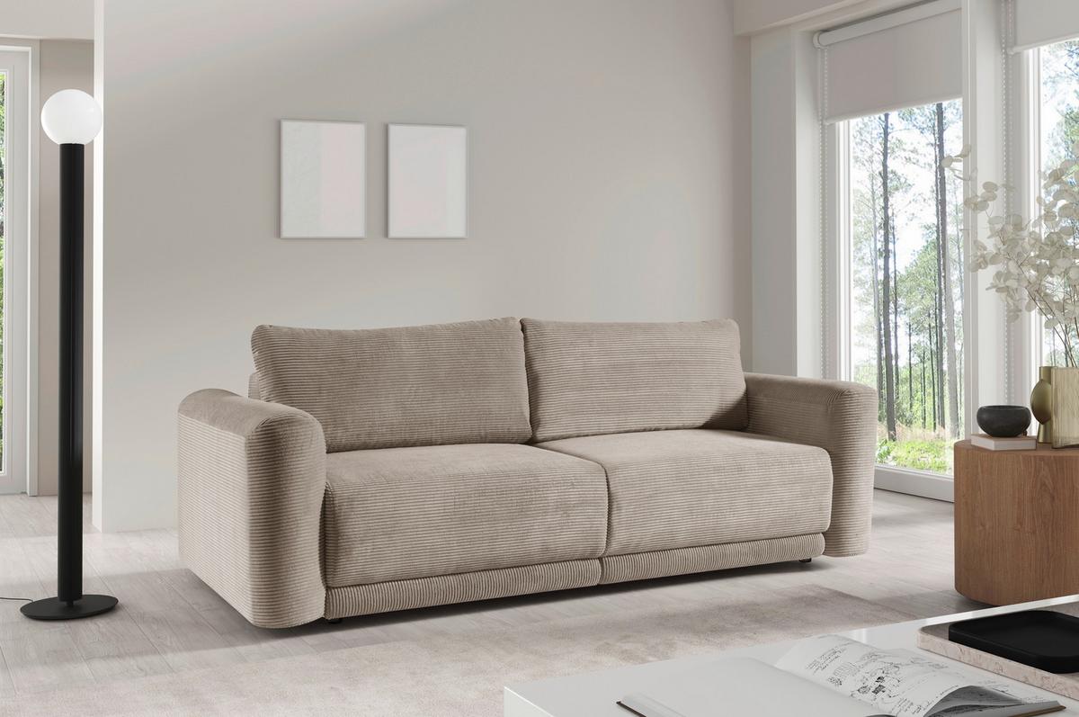 Schlafsofa Norman Beige B: 252cm - Beige/Schwarz, Design, Textil (252/93/167cm) - Livetastic