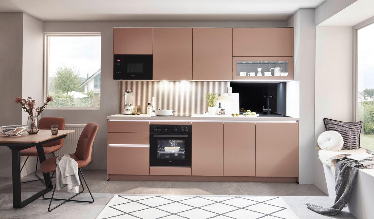 Küchenblock Sidney - Rosa, Basics, Holzwerkstoff (272cm) - Vertico