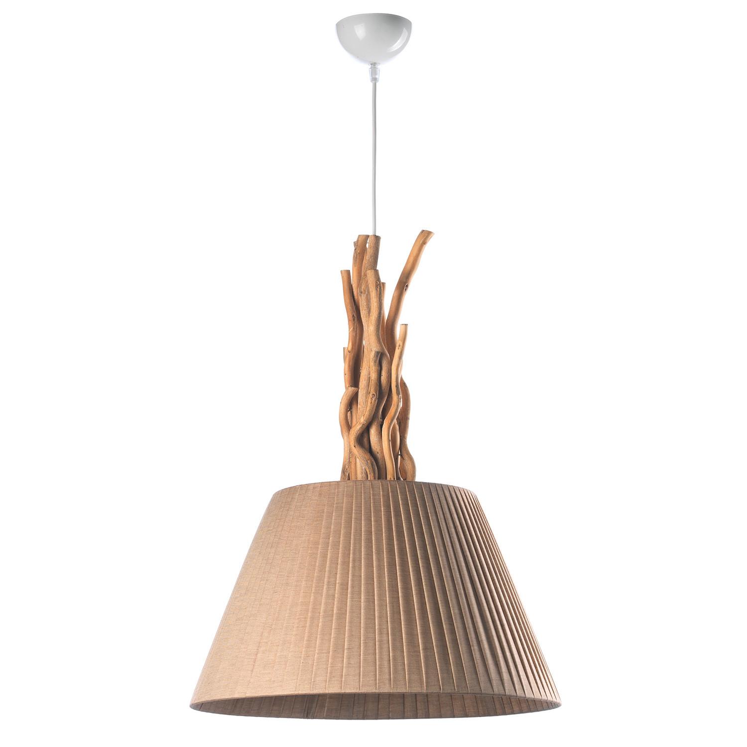 Hängeleuchte 5029/Ss - Sandfarben/Hellbraun, Natur, Holz/Textil (40/110cm)