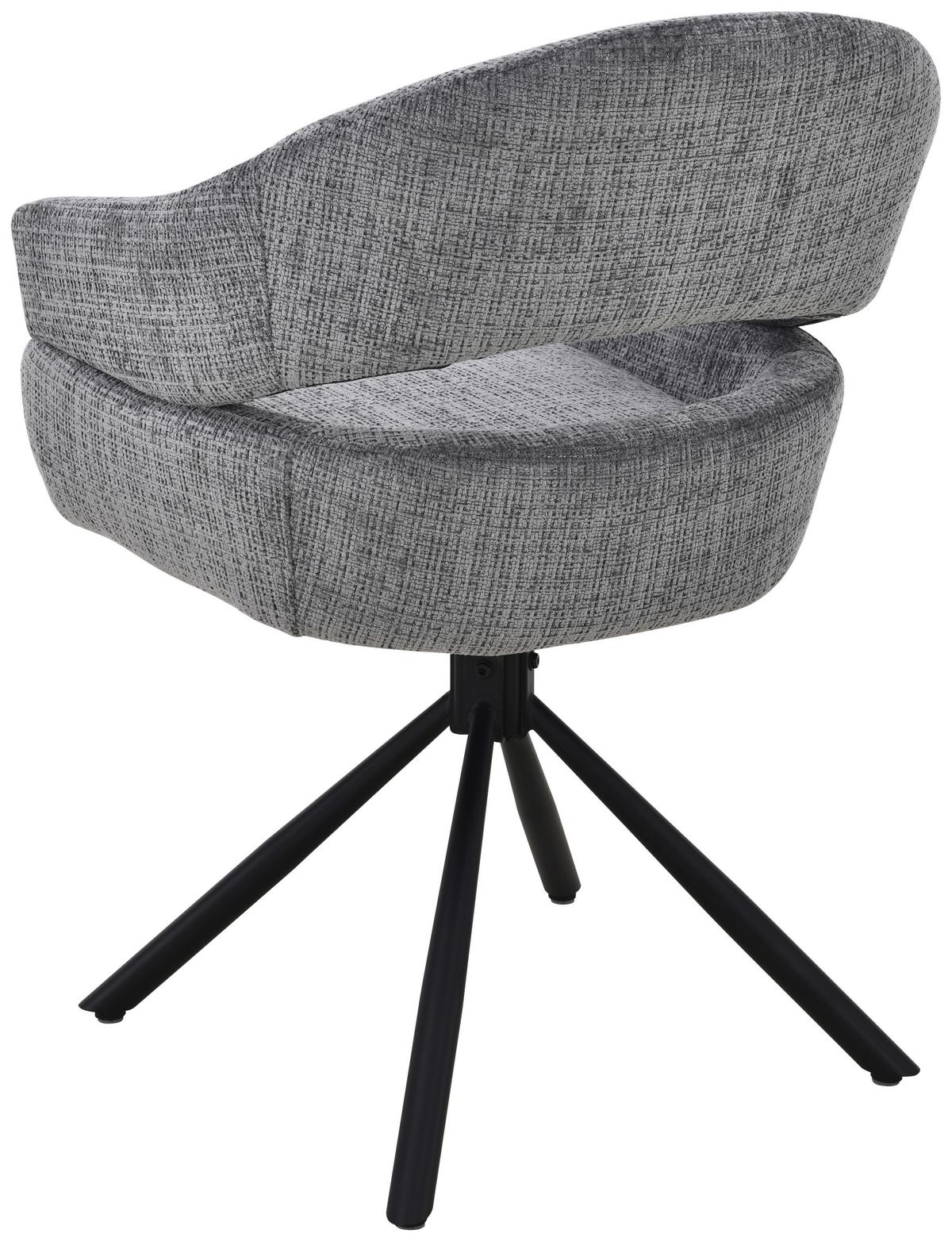 Armlehnstuhl Cleo Grau B: 58 cm - Schwarz/Grau, MODERN, Holz/Textil (58/85/62cm) - Livetastic
