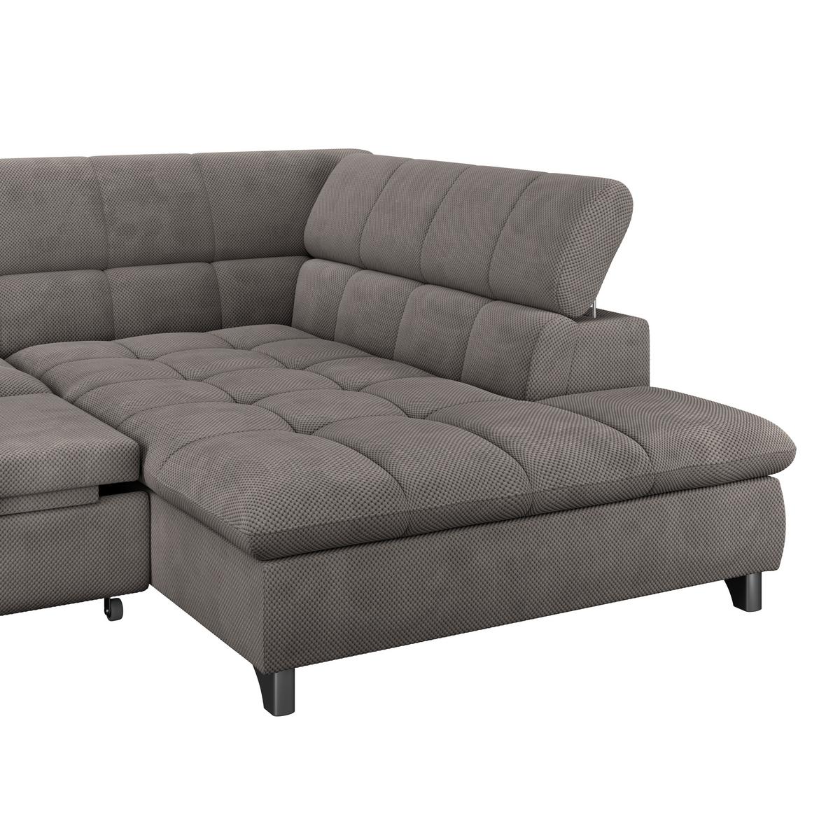 Ecksofa Gemini Braun, B: 312cm - Chromfarben/Braun, KONVENTIONELL, Textil (312/234cm)