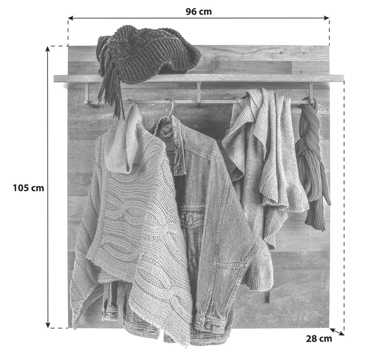 Šatní panel ONTARIO - šedá/barvy dubu, Trend, kompozitní dřevo (96/105/28cm) - Ondega