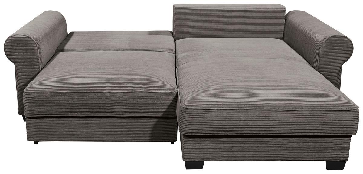 Ecksofa Mit Schlaffunktion Angelina Mokka Kord - Schwarz/Mokka, Basics, Textil (255/92/185cm) - MID.YOU