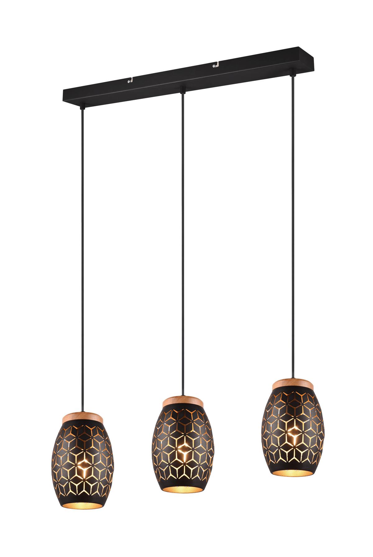 Pendelleuchte R31573080 Bidar - Goldfarben/Schwarz, Basics, Holz/Metall (71/15/150cm)