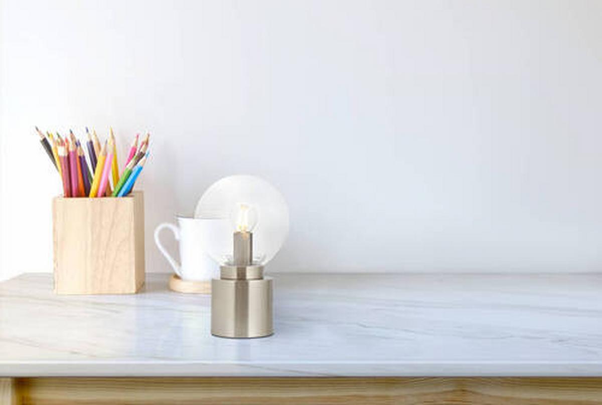 Tischleuchte 21003n - Opal/Nickelfarben, Design, Glas/Metall (15/24,5cm) - Globo