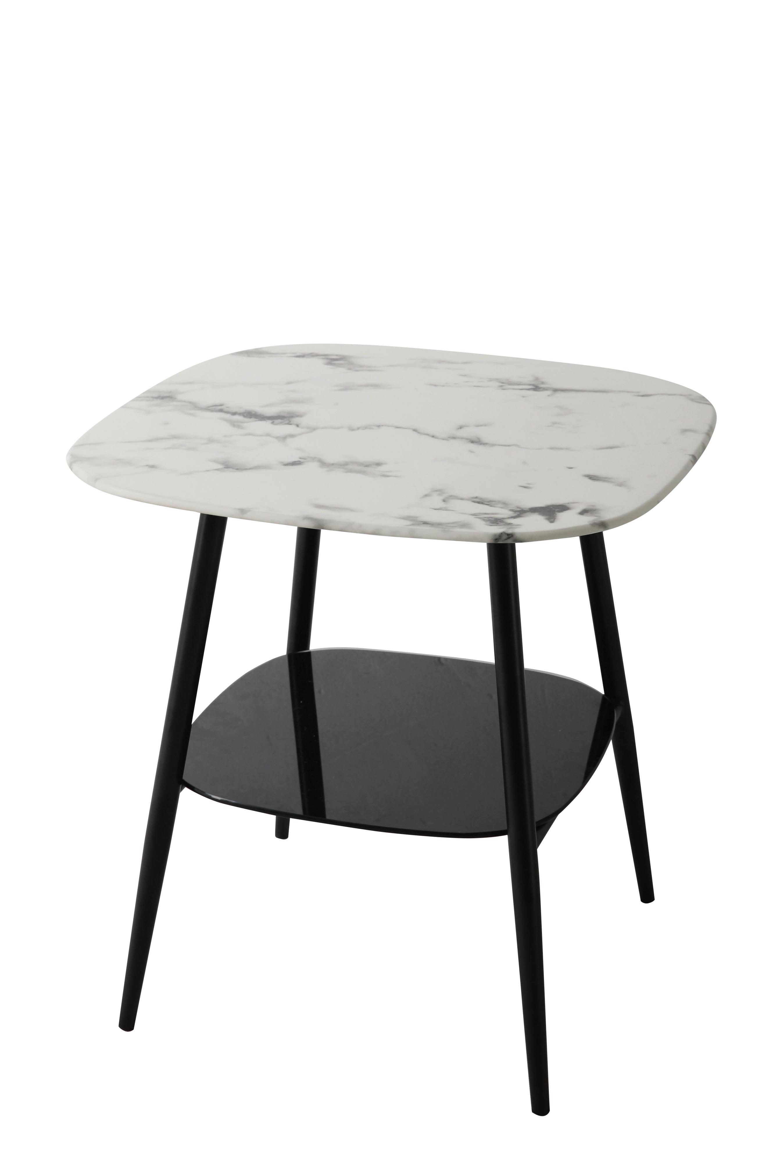 Couchtisch Schwarz/weiß B: 55 Cm - Schwarz/Weiß, Design, Glas/Metall (55/55/55cm) - Livetastic