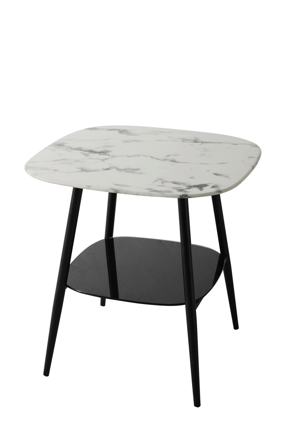 Couchtisch Schwarz/weiß B: 55 Cm - Schwarz/Weiß, Design, Glas/Metall (55/55/55cm) - Livetastic